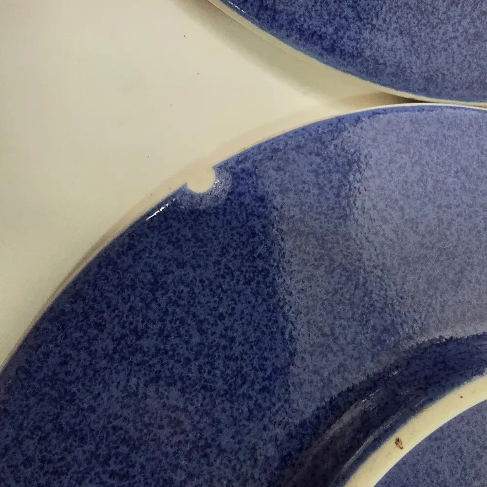 Sasaki Colorstone Sapphire Blue Lot 5 2 Soup Bowls 3 Saucers Vintage Stoneware